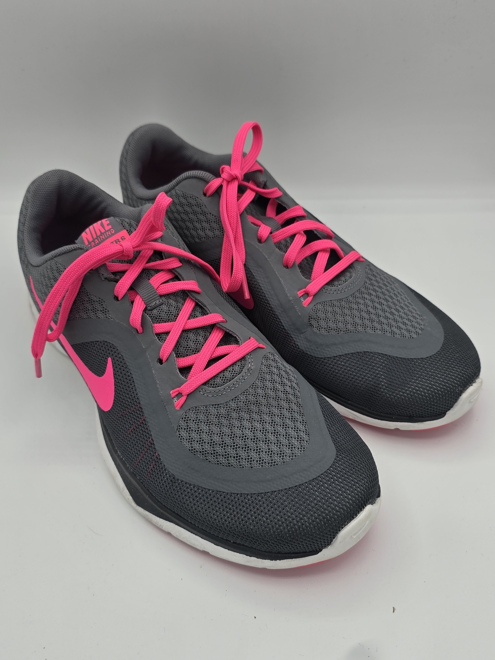 Nike Flex Trainer 6 Women's Cool Grey Pink Blast Sneakers Size 9.5